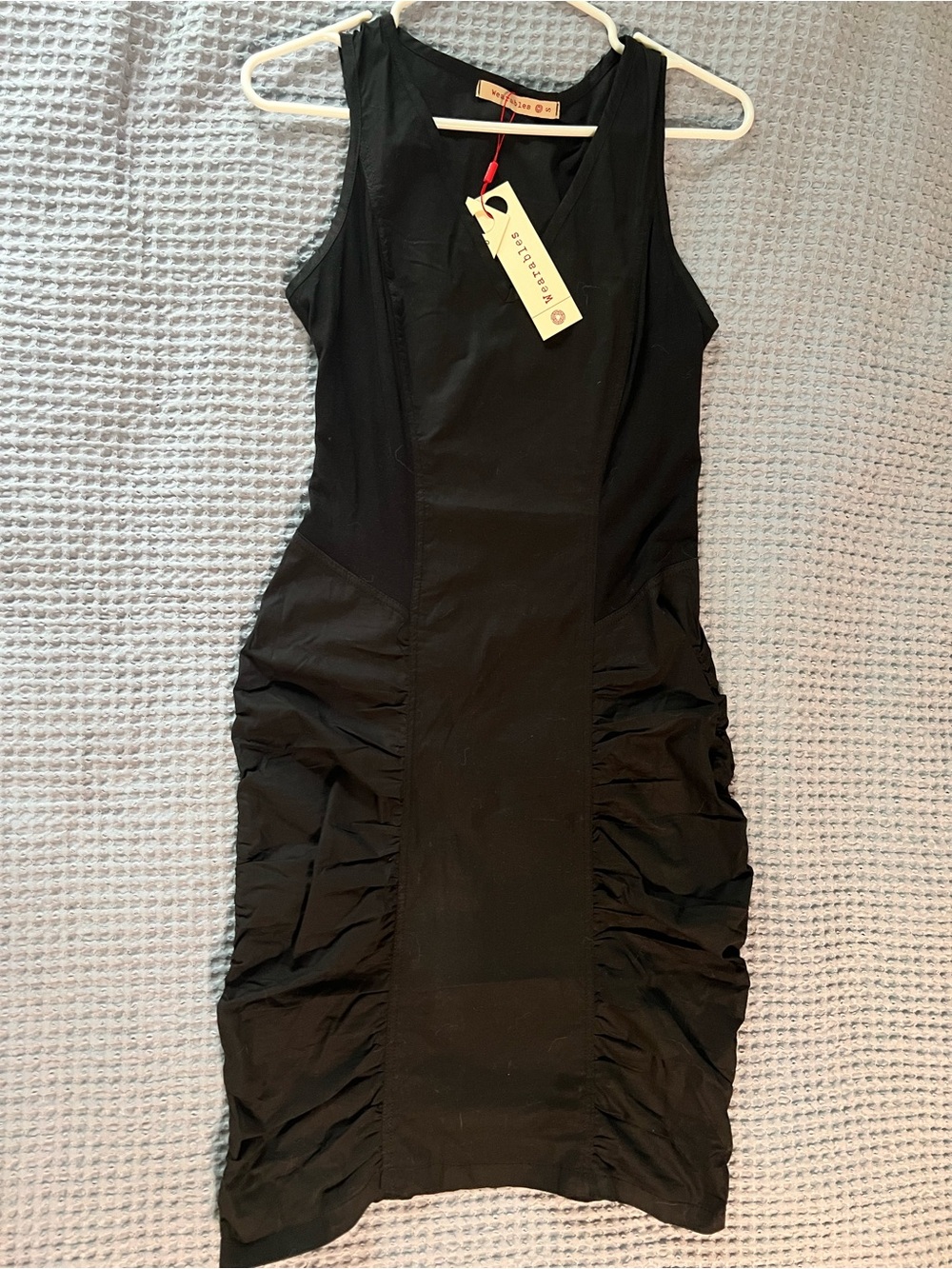 Black Sleeveless Ruched Midi Dress by Anthropologie